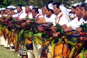 Tongan in Traditional dance attire