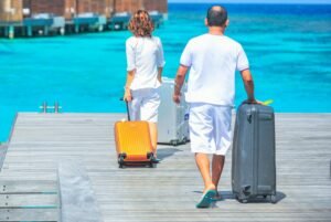 People walking with their luggage 