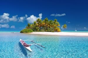 Canoe in the Pacific ocean